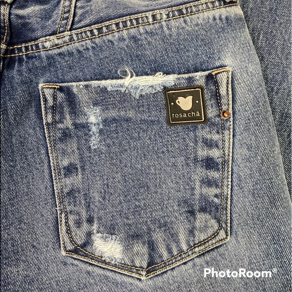 rosa cha Selvedge Jeans Womens Candiani Denim Italy Button Fly Distressed - Picture 4 of 15